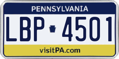 PA license plate LBP4501