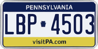 PA license plate LBP4503
