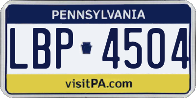 PA license plate LBP4504