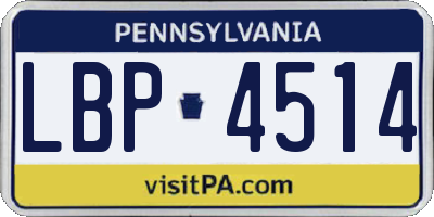PA license plate LBP4514