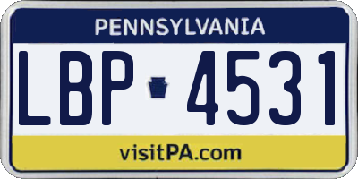 PA license plate LBP4531