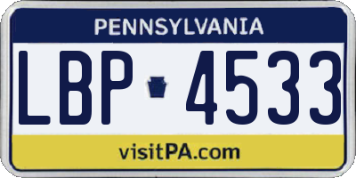 PA license plate LBP4533