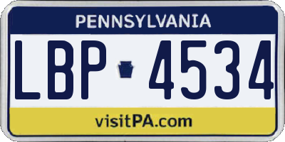 PA license plate LBP4534