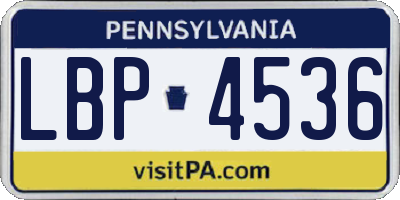 PA license plate LBP4536