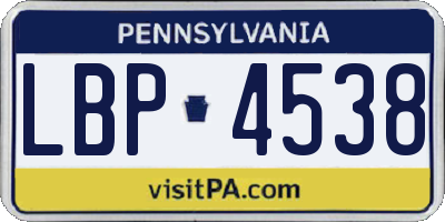 PA license plate LBP4538