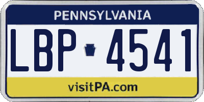 PA license plate LBP4541