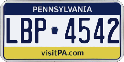 PA license plate LBP4542