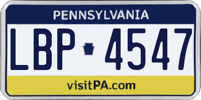 PA license plate LBP4547