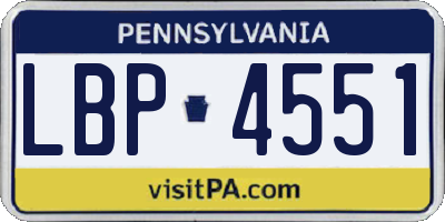 PA license plate LBP4551