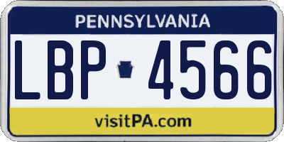 PA license plate LBP4566