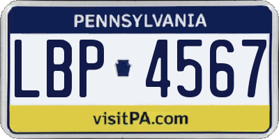 PA license plate LBP4567