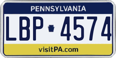 PA license plate LBP4574