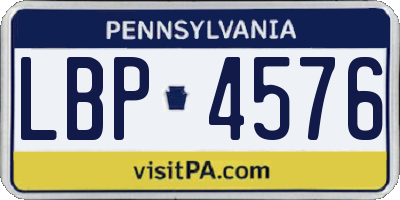 PA license plate LBP4576