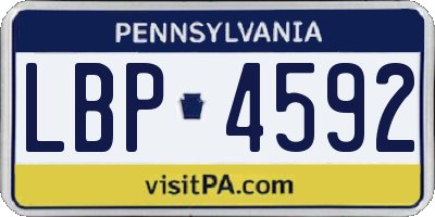 PA license plate LBP4592