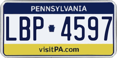 PA license plate LBP4597