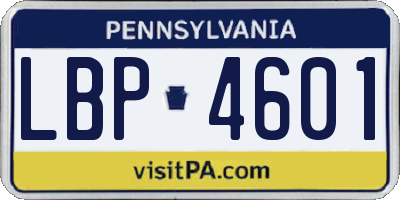 PA license plate LBP4601