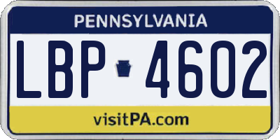 PA license plate LBP4602