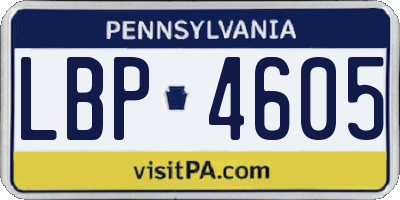 PA license plate LBP4605