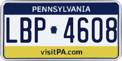 PA license plate LBP4608