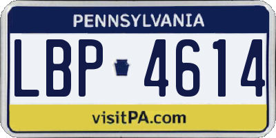 PA license plate LBP4614