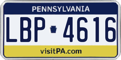 PA license plate LBP4616