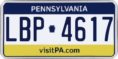 PA license plate LBP4617