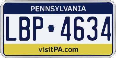 PA license plate LBP4634