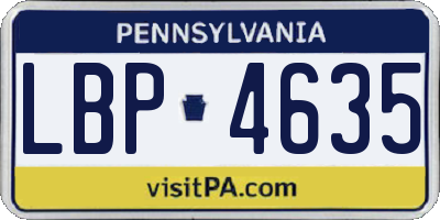 PA license plate LBP4635