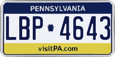 PA license plate LBP4643