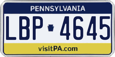PA license plate LBP4645