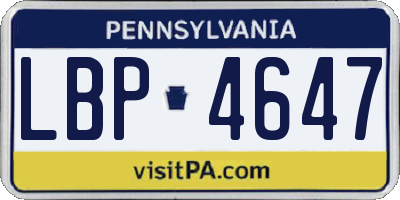 PA license plate LBP4647