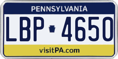 PA license plate LBP4650