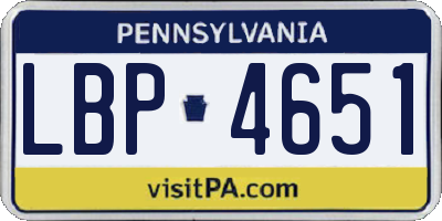 PA license plate LBP4651