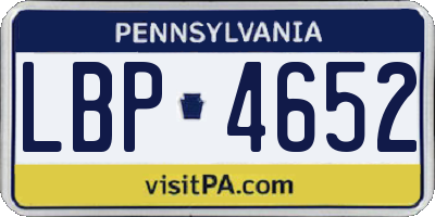 PA license plate LBP4652