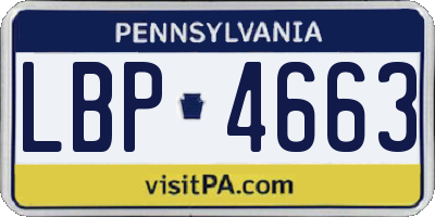 PA license plate LBP4663