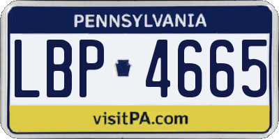 PA license plate LBP4665