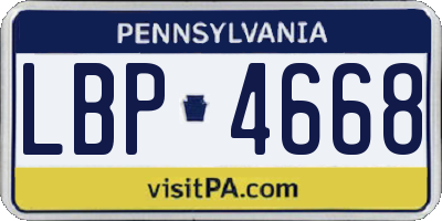 PA license plate LBP4668