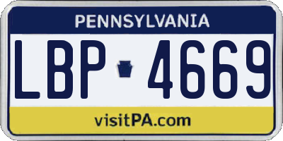 PA license plate LBP4669