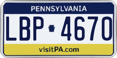 PA license plate LBP4670