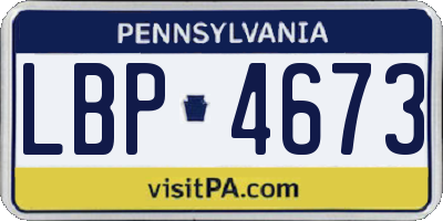 PA license plate LBP4673