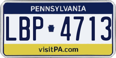 PA license plate LBP4713