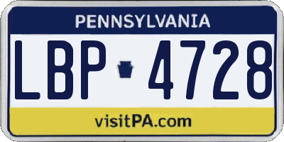 PA license plate LBP4728