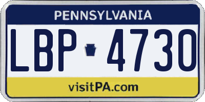 PA license plate LBP4730