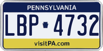 PA license plate LBP4732