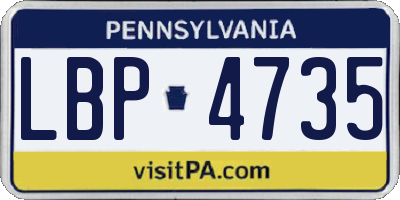 PA license plate LBP4735