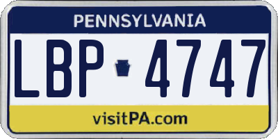 PA license plate LBP4747