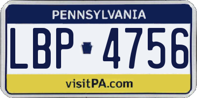 PA license plate LBP4756