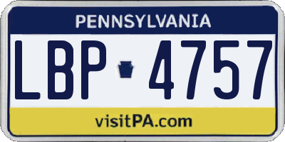 PA license plate LBP4757