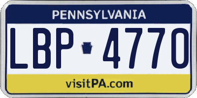 PA license plate LBP4770