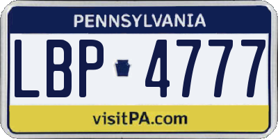 PA license plate LBP4777